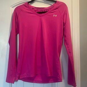 Under Armour HeatGear Pink V-Neck Long Sleeve Top S